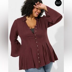 Torrid fit and flare brushed rayon acrylic top